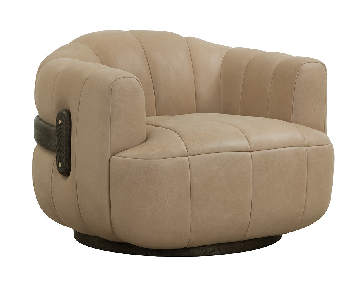 TADEO SWIVEL ARMCHAIR - WARM BROWN